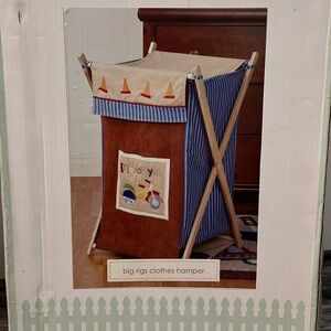 KidsLine Big rigs collection clothes/toy hamper new blue brown motorcycle